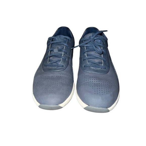 Clarks Unstructured Shoes Sz 8 Wave Walk Blue Suede Comfy Athletic Normcore - Picture 1 of 7